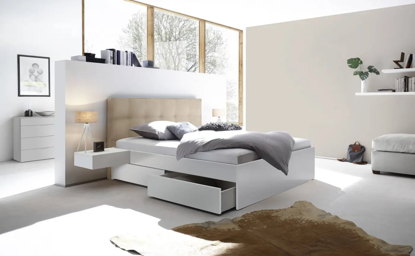 Hasena Massivholzbett OTELLO - 180 x 200 cm - Buche weiss deckend, lackiert