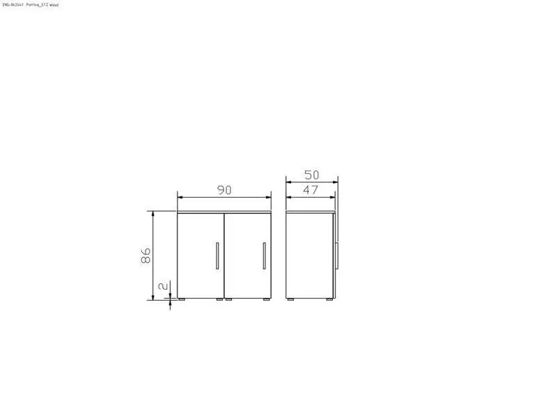Hasena Kommode PORTINA - 90 cm -  Weiss / Kernbuche natur, geölt