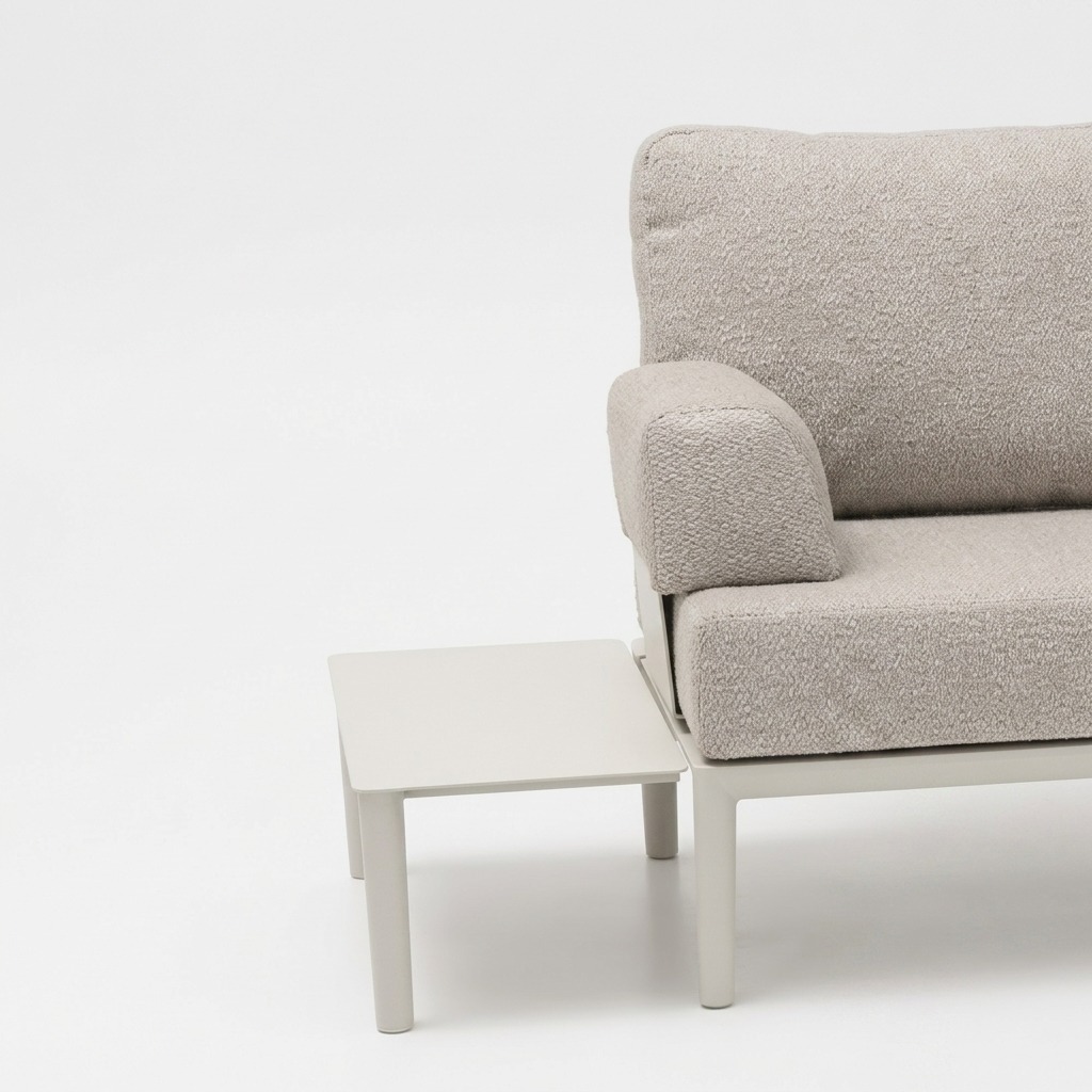 Sofa, Armlehne, Grau, Textilbezug, Beistelltisch