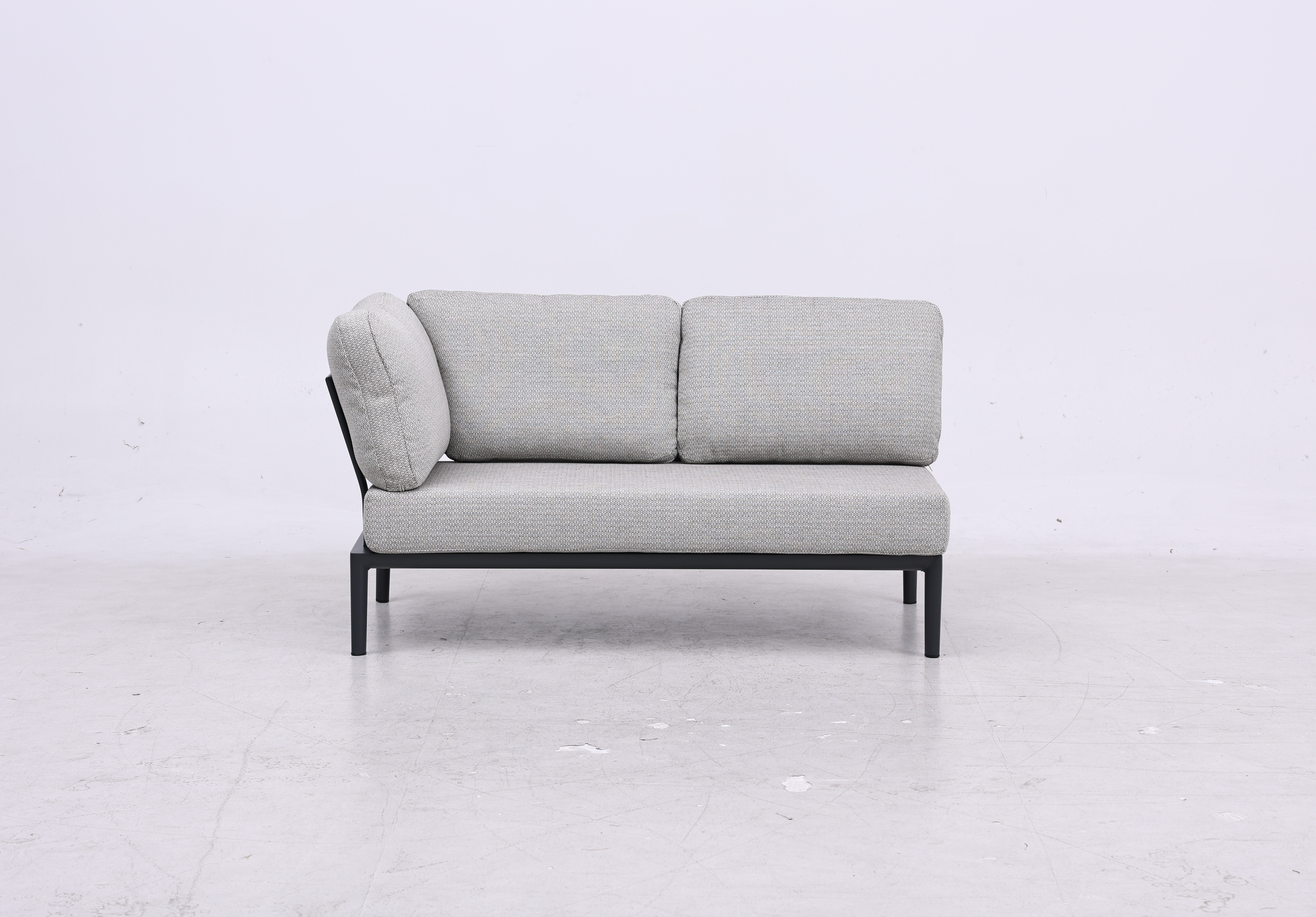 Gartensofa 2-Sitzer mit Ecke Fiore, Aluminiumgestell anthrazit, Kissen grau meliert