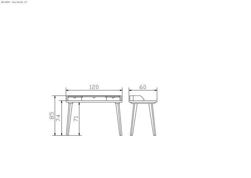 Hasena Sekretär ASKA - 120 cm - Buche weiss deckend, lackiert