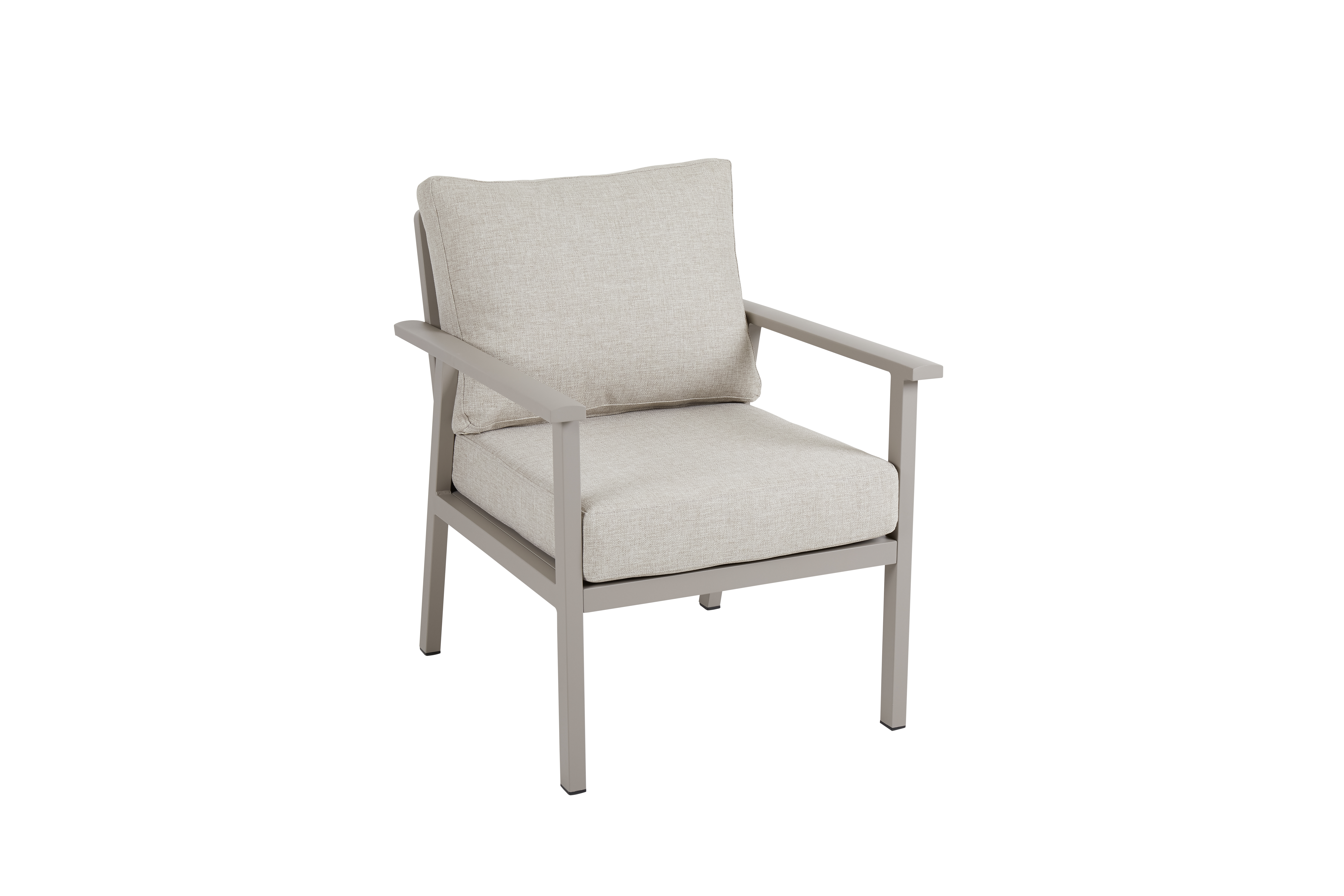 Sessel Samvaro, Gestell Aluminium Kaki, Kissen beige