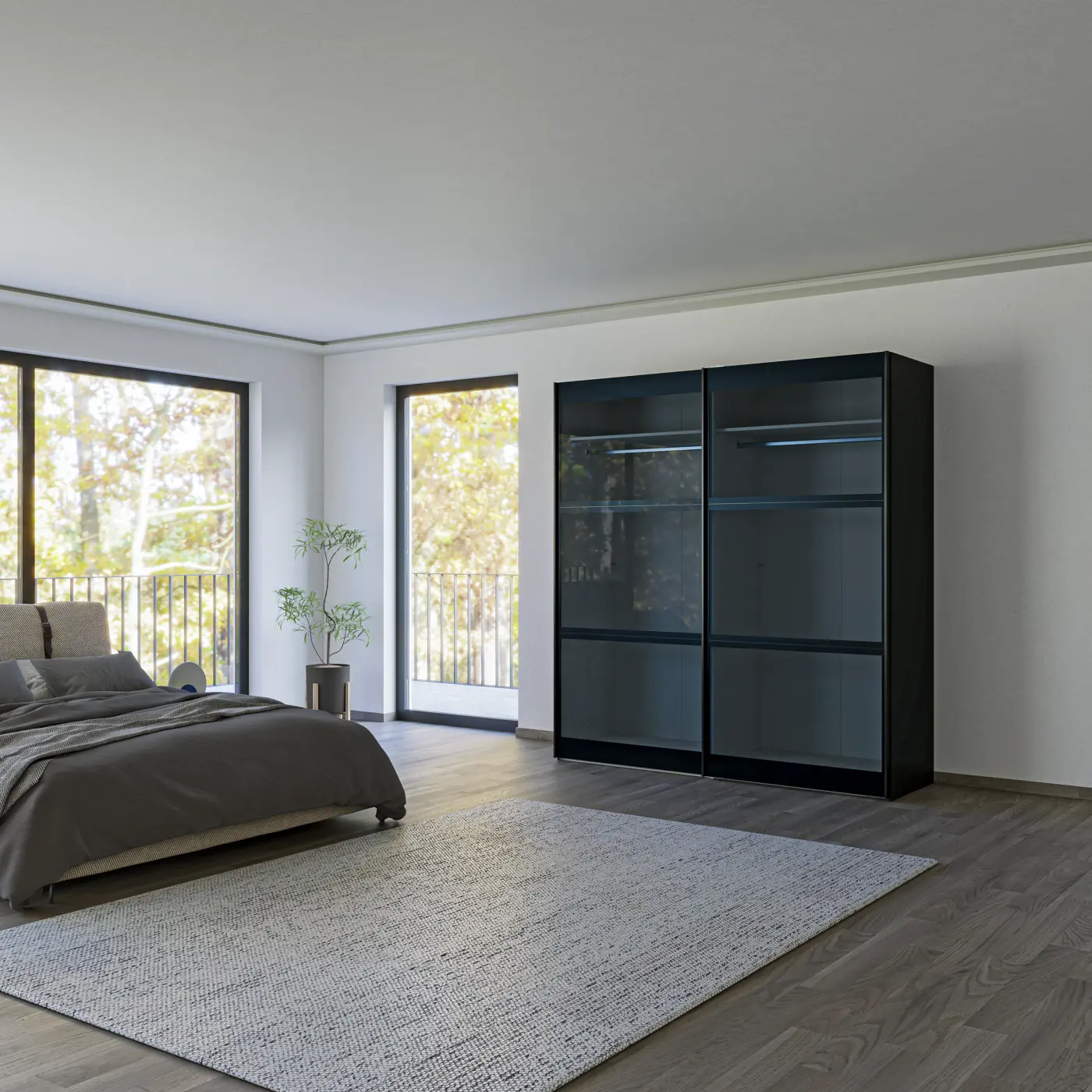 Jutzler Schwebetürenschrank Rauchglas