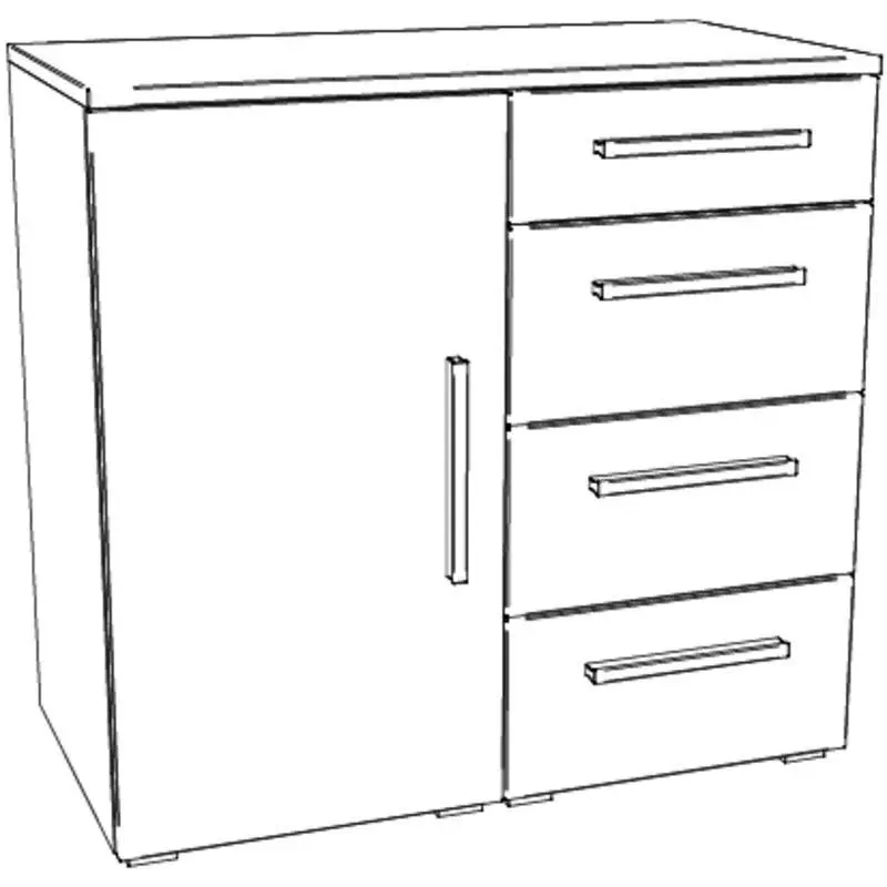 Hasena Kommode QUNITO - 90 cm -  Anthracit / Nussbaum, geölt