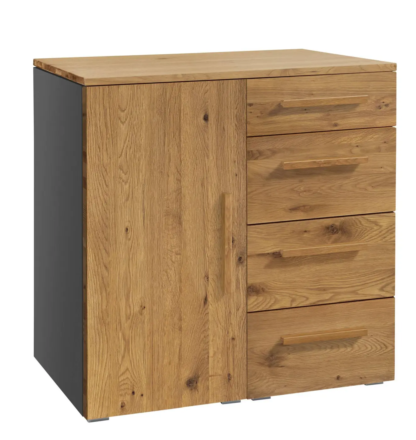 Hasena Kommode QUNITO - 90 cm -  Anthracit / Wildeiche natur, geölt