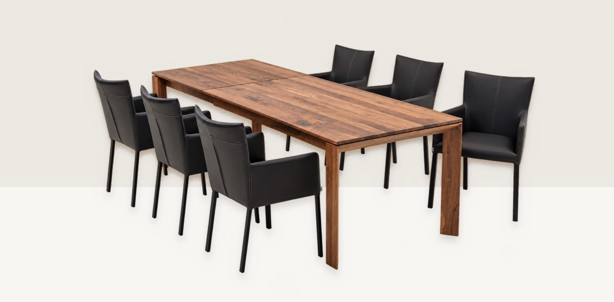 Esstisch, Holztisch, Massivholz, 8-person, schwarzsessel