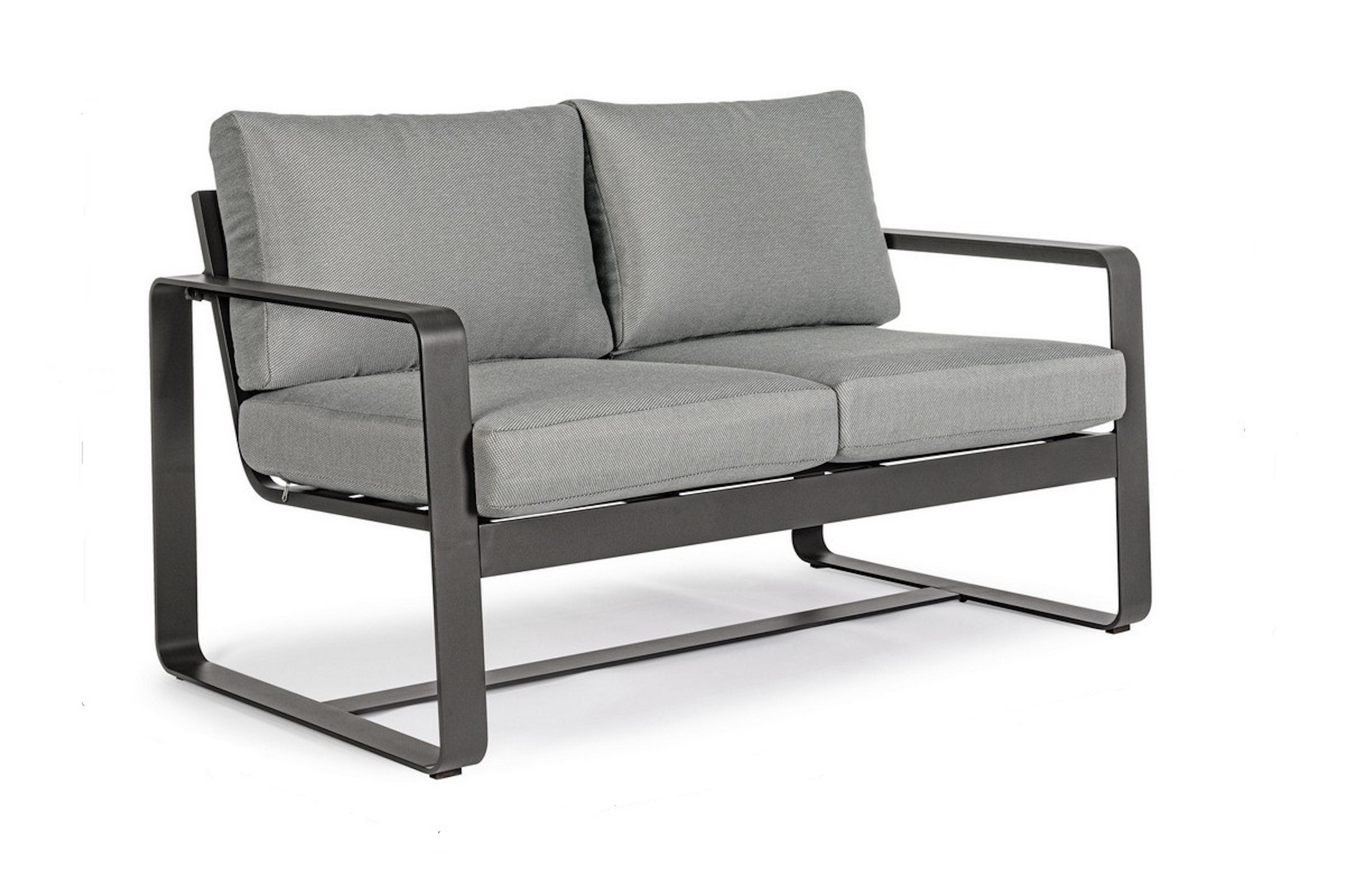 sofa, 2-sitzer, stahlrahmen, grau, kissen