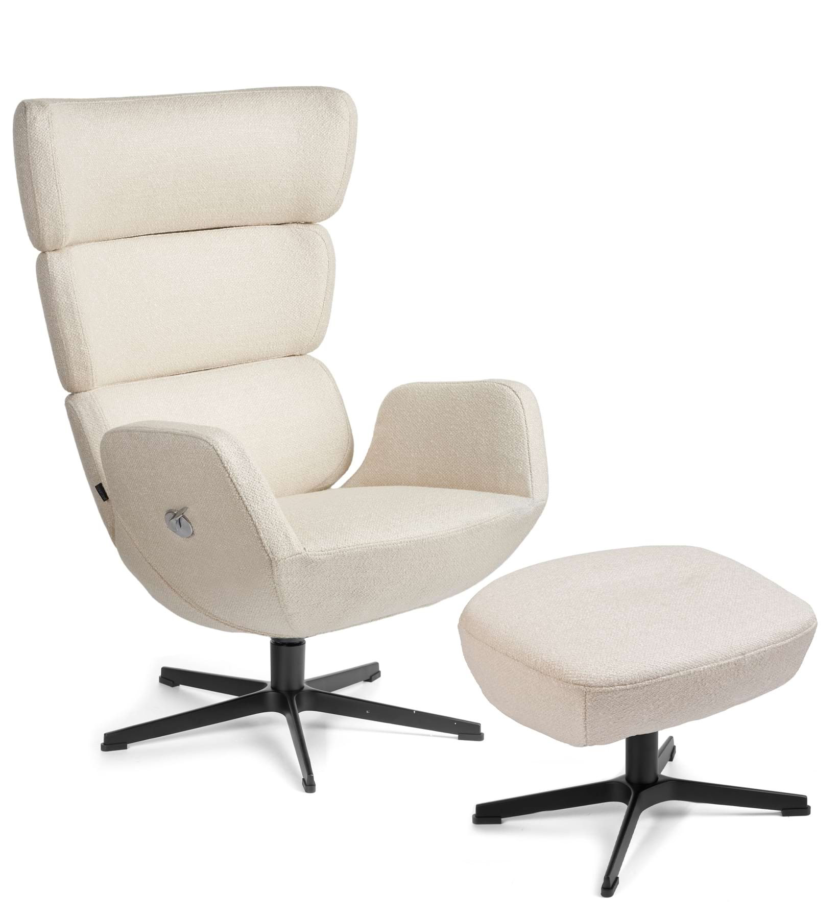 Turtle Sessel und Hocker in Stoff Cream