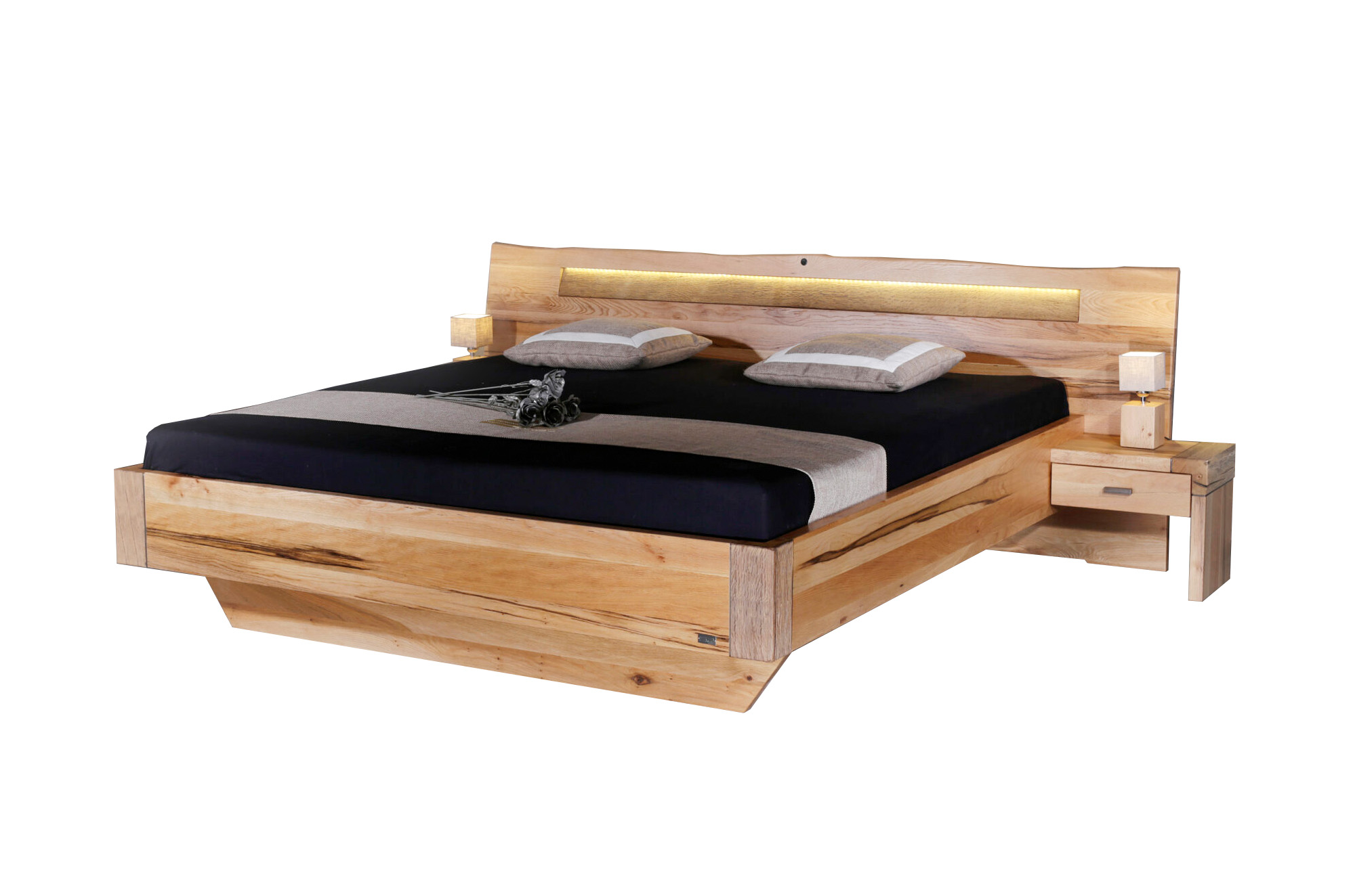 Sprenger Bett aus Sumpfeiche mit LED - 180x200cm - FÜRSTENBERG Moebel, Bett, Drinnen, Innenarchitektur