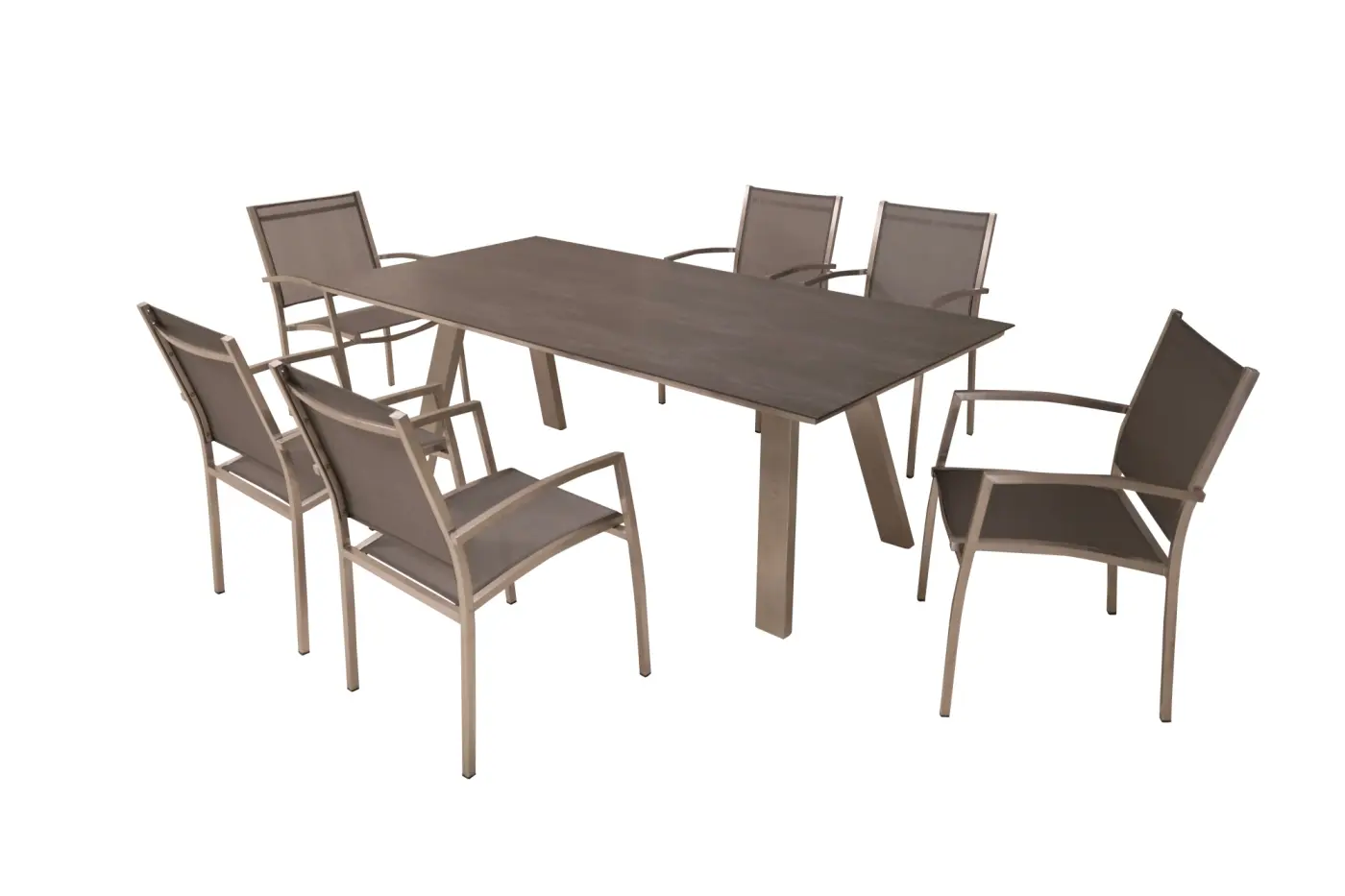 Gartentisch Monaco, Edelstahl A-Form, 210x100 cm Keramikp... Gartentisch Monaco, Edelstahl A-Form, 210x100 cm Keramikp...