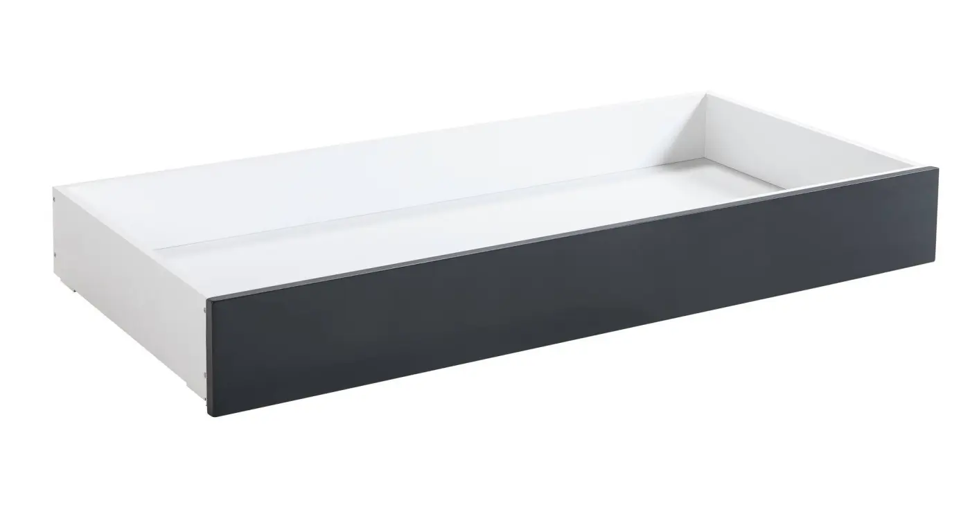 Hasena Bettschublade/Bettkasten rollbar ROLL-BOX - 137 cm Fuss: 20 - Schublade: Weiss / Front: Buche anthracit deckend, lackiert
