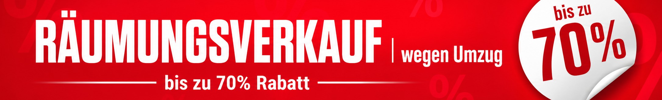 Räumungsverkauf, Rabatt, 70 Prozent, Ausverkauf, Umschlagbanner