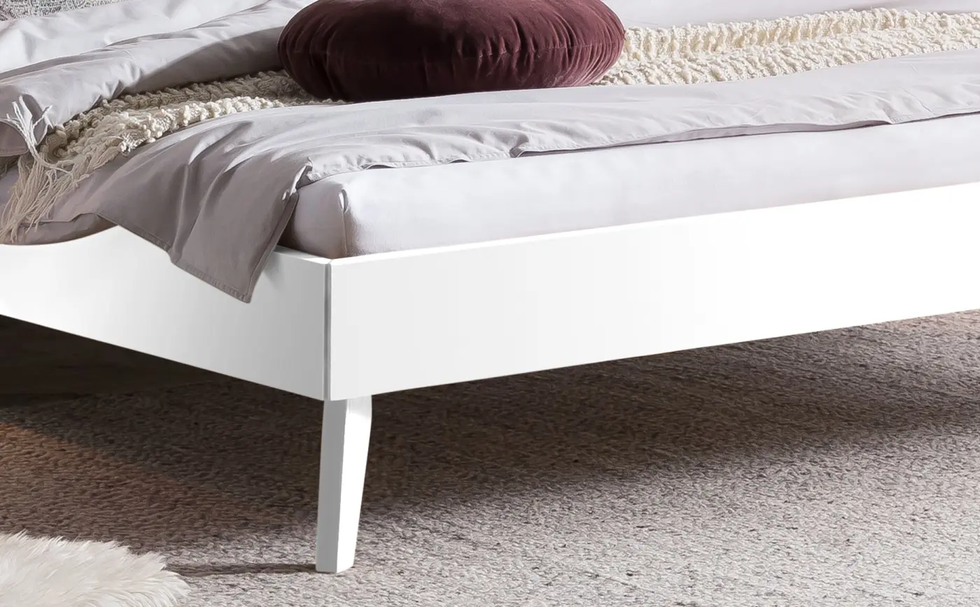 Hasena Massivholzbett SIMONE - 160x200 cm Fuss: 20 - Buche weiss deckend, lackiert