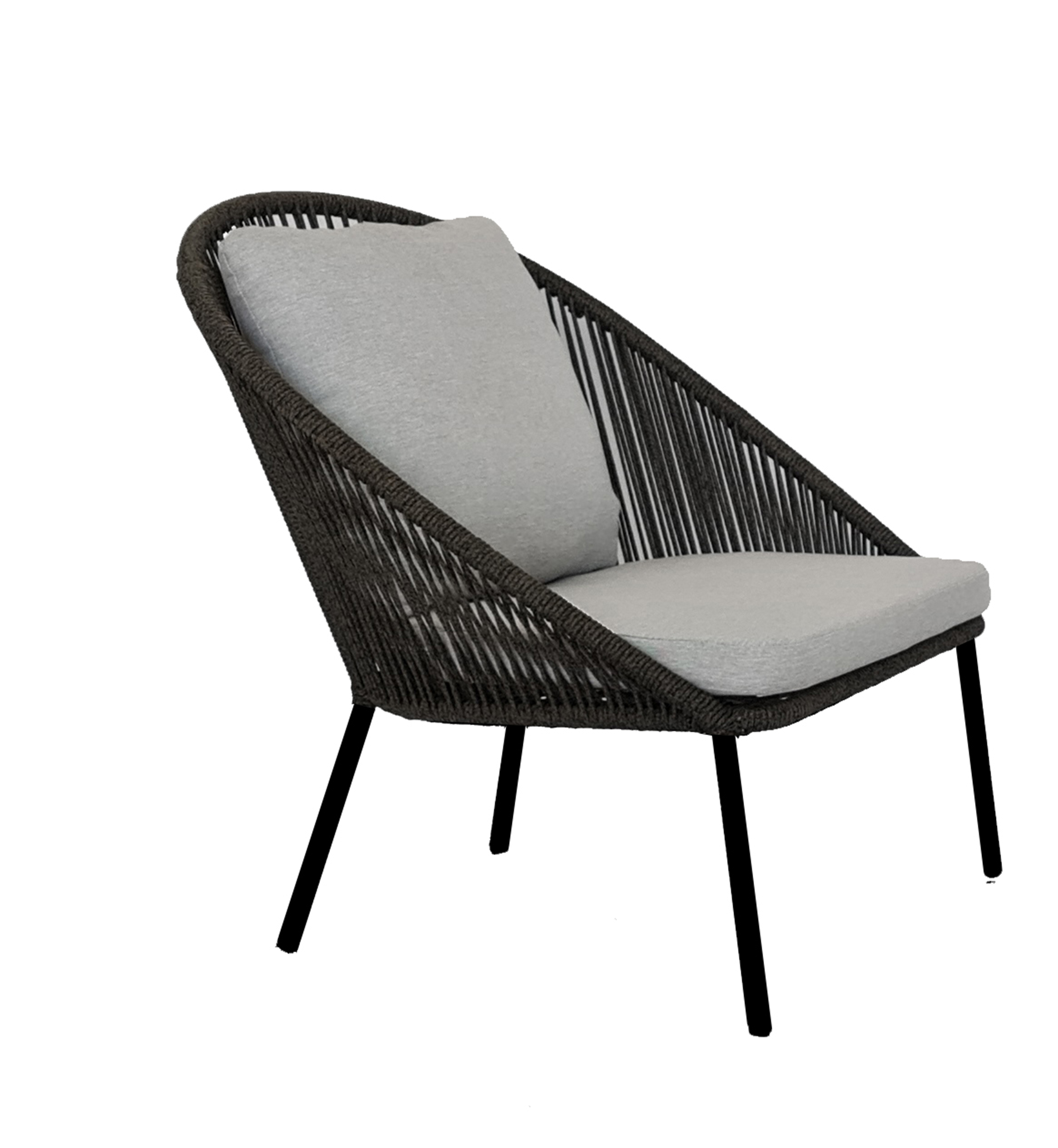 Sessel, Geflechtstuhl, Gartenstuhl, Kissen, Holz/ Metall Beine