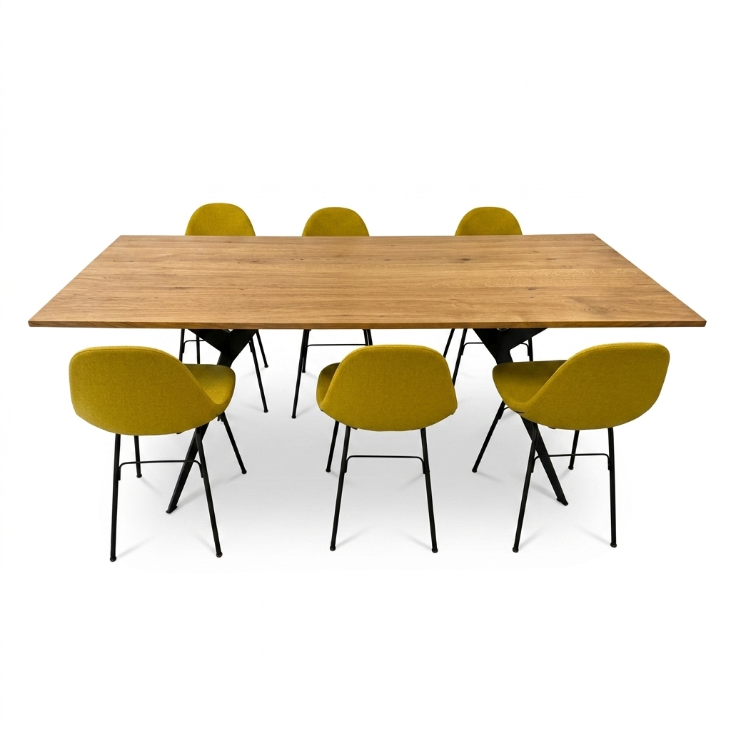 Esstisch, Holztisch, Kiefer, Holzmaserung, Garnitur mit Stühlen