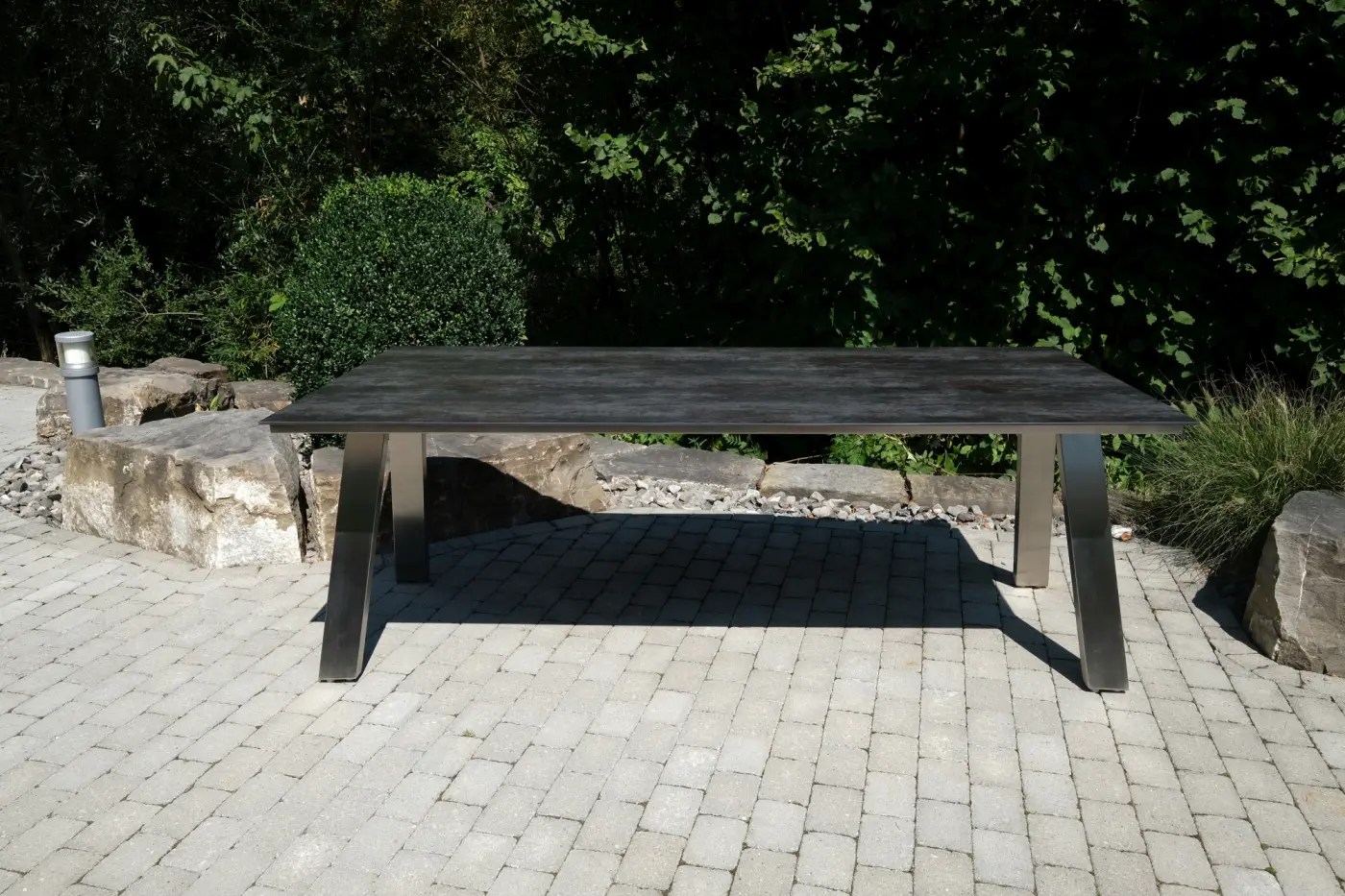 Gartentisch Monaco, Edelstahl A-Form, 210x100 cm, Keramik... Gartentisch Monaco, Edelstahl A-Form, 210x100 cm, Keramik...