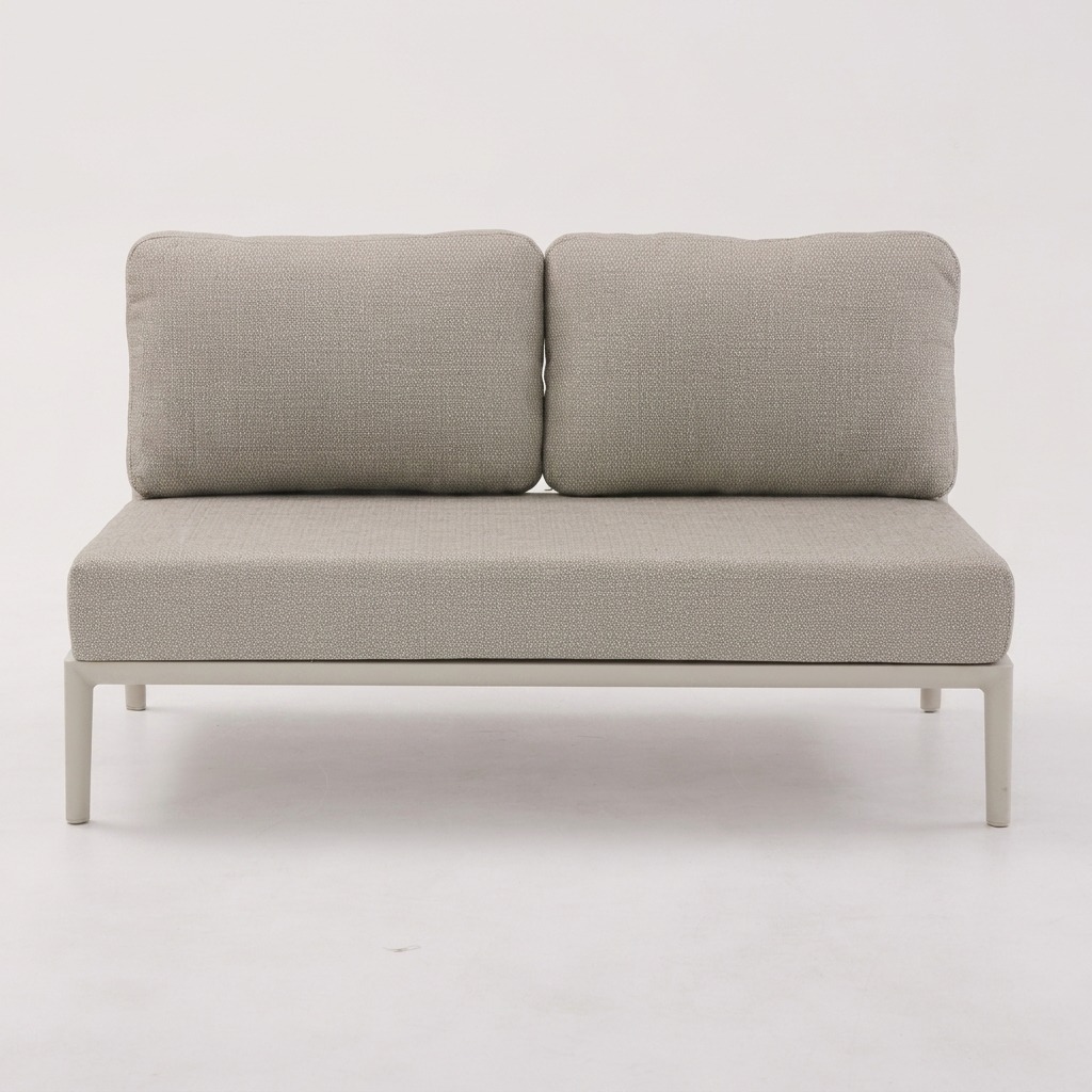 Sofa, Zweisitzer, Beige, Gewebe, Gestell aus Metall
