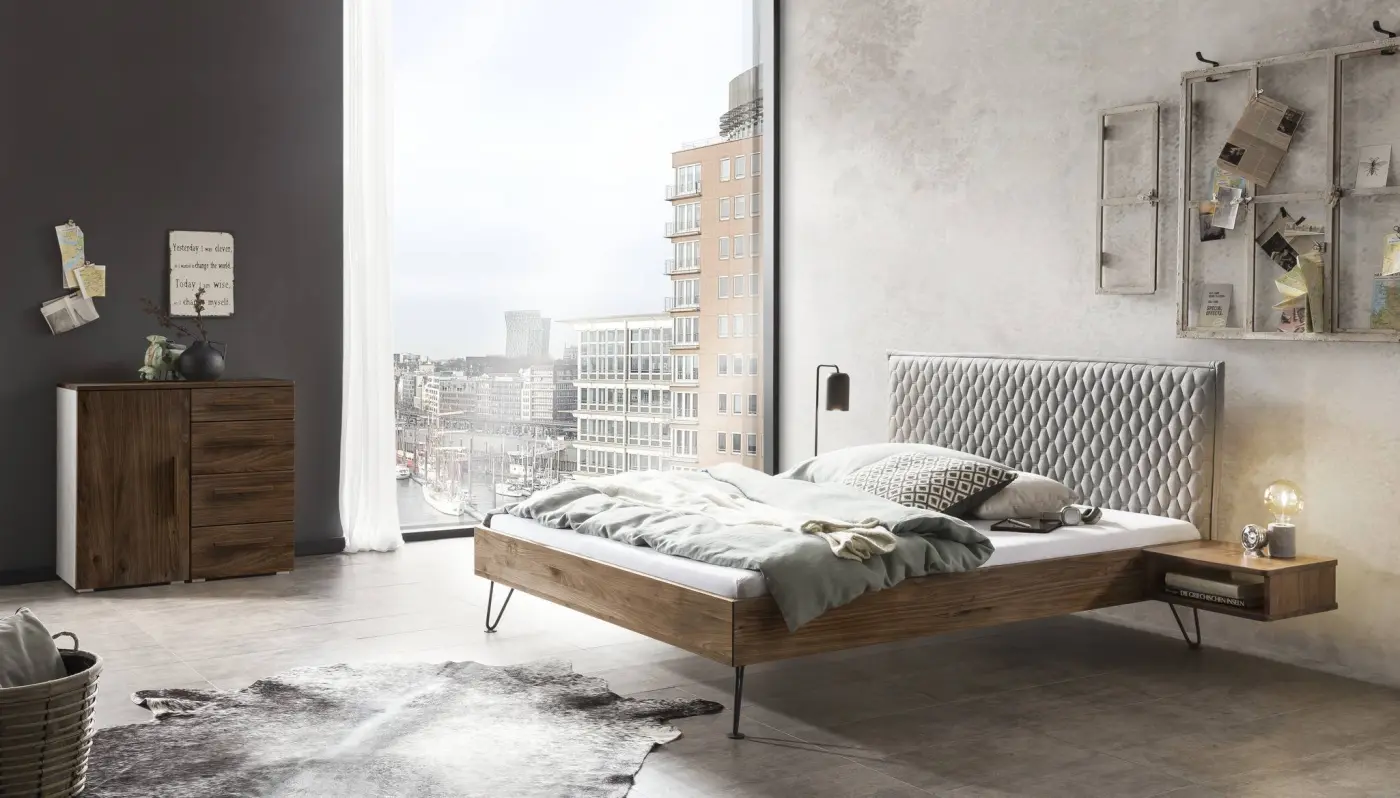 Hasena Kommode QUNITO - 90 cm -  Weiss / Nussbaum, geölt