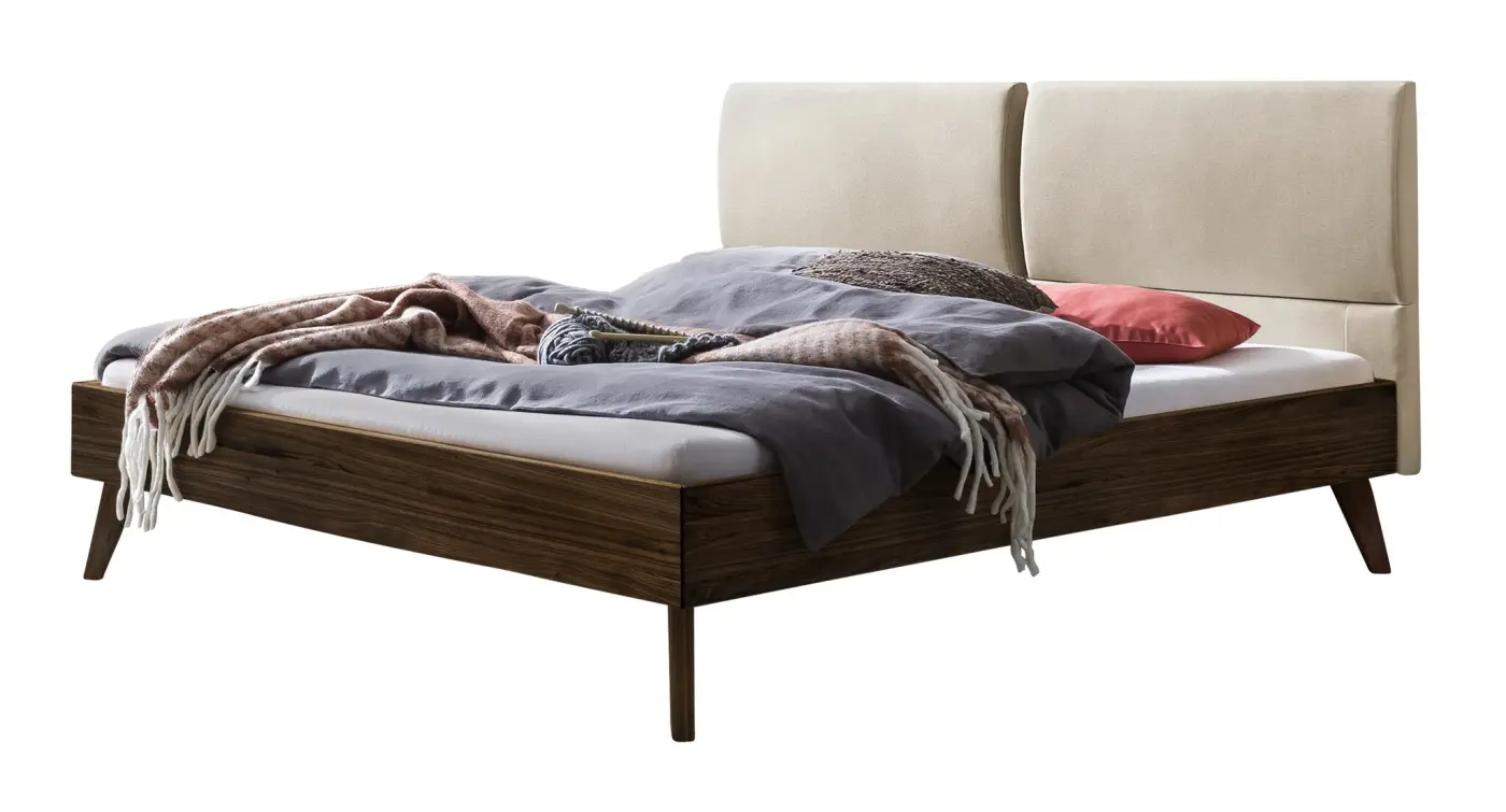 Hasena Massivholzbett MATTEO - 160x200 cm Fuss: 25 - Nussbaum, geölt