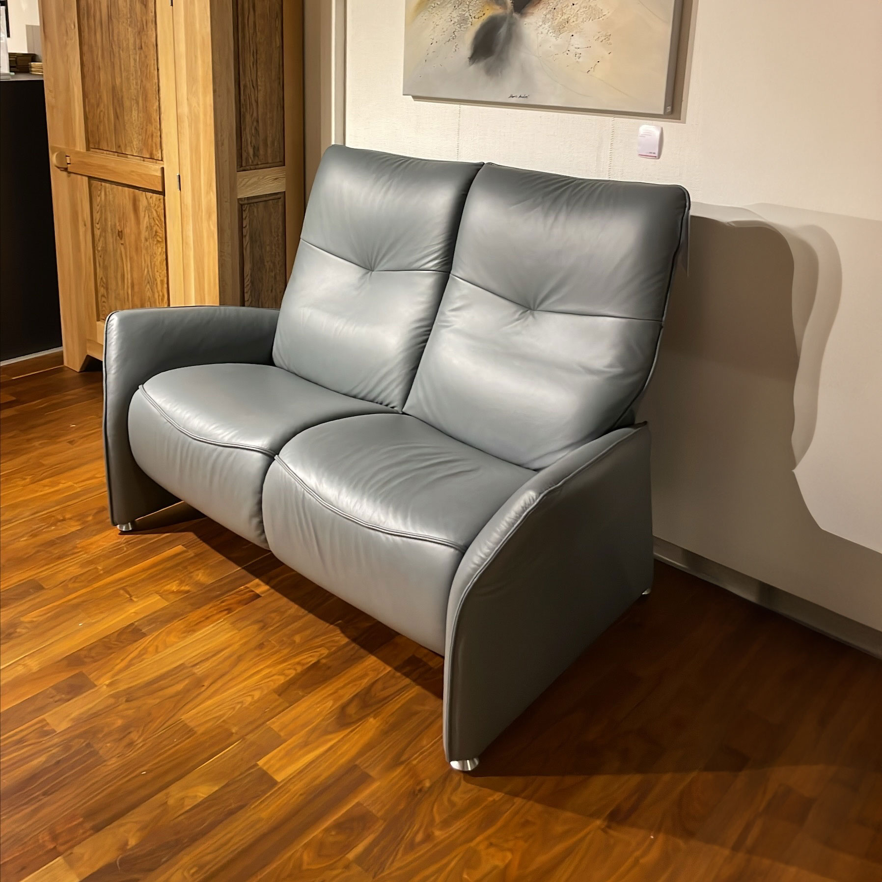 Ledersofa Grau 2-Sitzer 