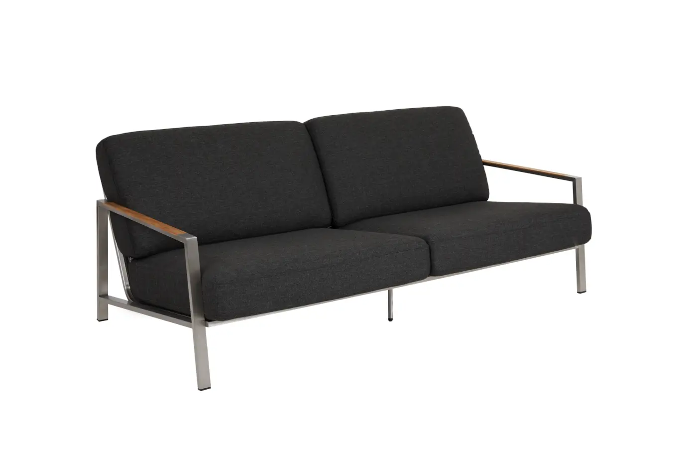 Sofa Naos, Edelstahlgestell, Armlehnenauflage Teak, Kisse...