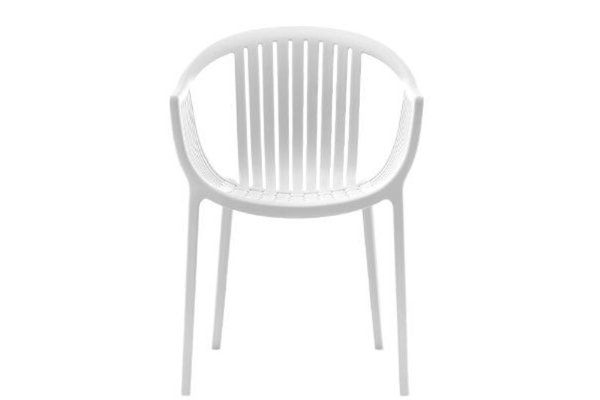 Stuhl, Gartenstuhl, Kunststoff, weiß, Vier Beine