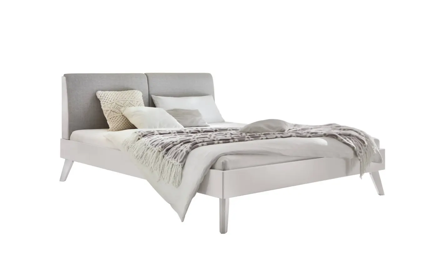 Hasena Massivholzbett SIMONE - 180x200 cm Fuss: 20 - Buche weiss deckend, lackiert