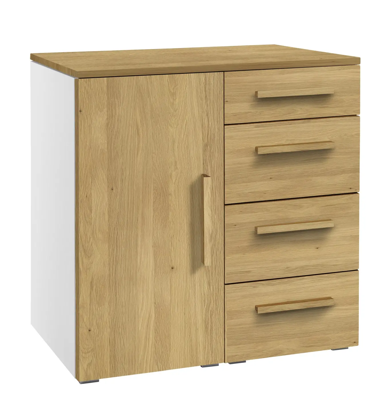 Hasena Kommode QUNITO - 90 cm -  Weiss / Eiche bright, geölt