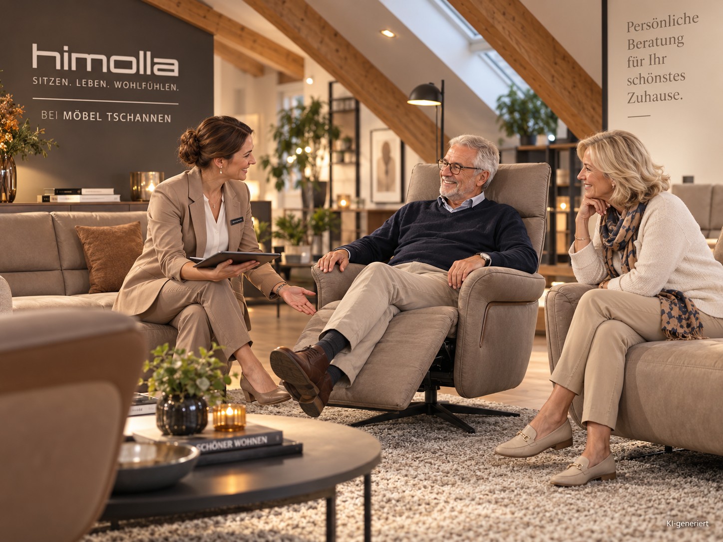 Wohnzimmer, Sofa, Sessel, Beistelltisch, Dekoration