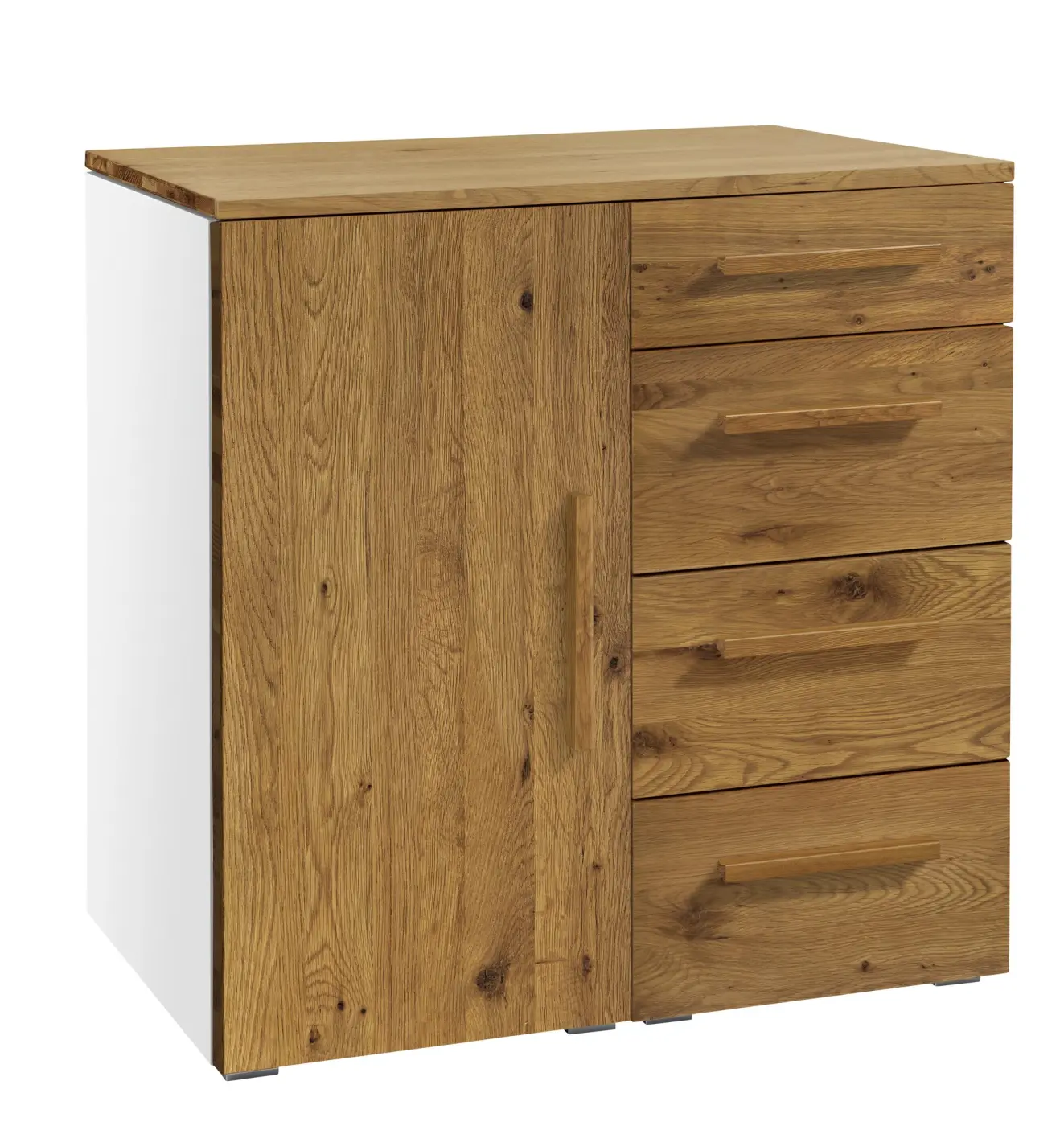 Hasena Kommode QUNITO - 90 cm -  Weiss / Wildeiche natur, geölt