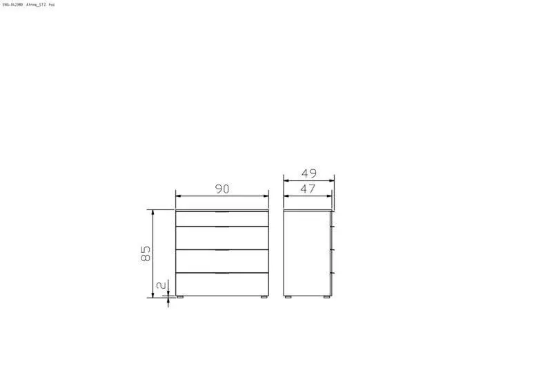 Hasena Kommode ATRINE - 90 cm -  Anthracit / Anthracit
