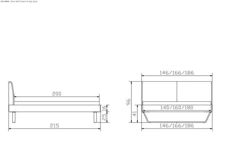 Hasena Massivholzbett PIETRO - 160x200 cm Fuss: 25 - Wildeiche natur, geölt