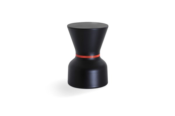 Kaffeetasse, Becher, Haushaltsgegenstand, Kunststoff, schwarz, roter Streifen