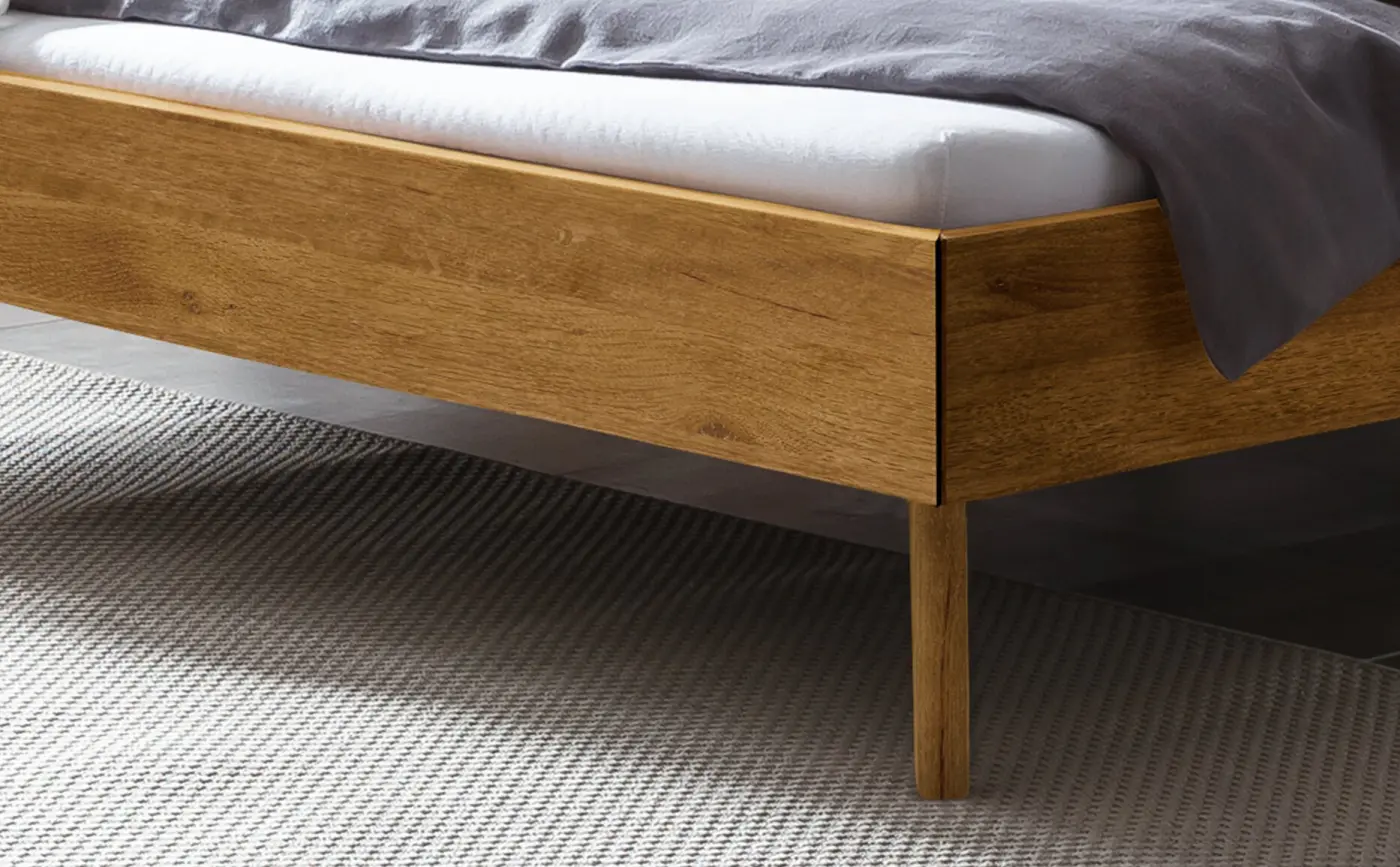 Hasena Massivholzbett MATTEO - 140x200 cm Fuss: 25 - Wildeiche natur, geölt