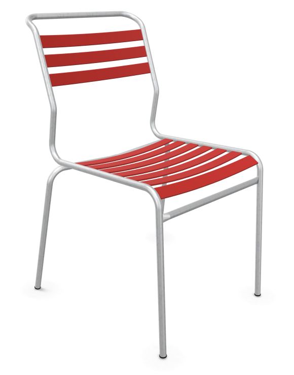 Stuhl, Metallrahmen, Rot, Gestreift, Stuhlrohr?