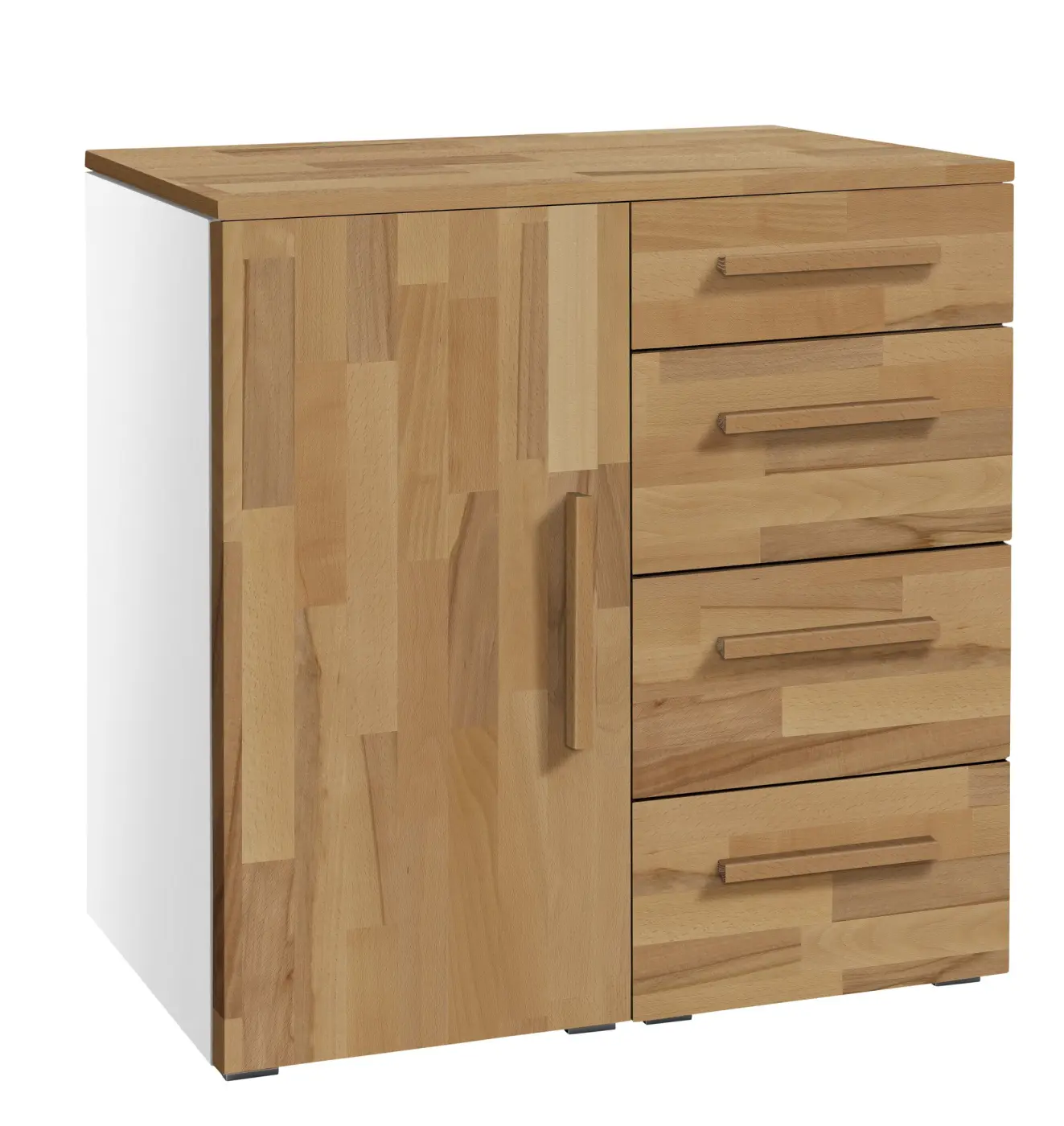 Hasena Kommode QUNITO - 90 cm -  Weiss / Kernbuche natur, geölt