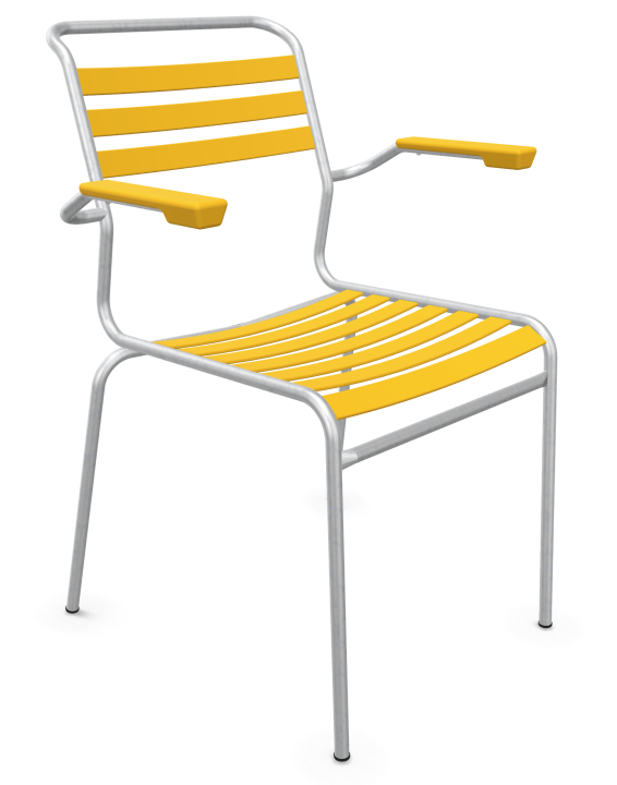 Stuhl, Gartensessel, Metallstuhl, Gelb, Schalen-Design