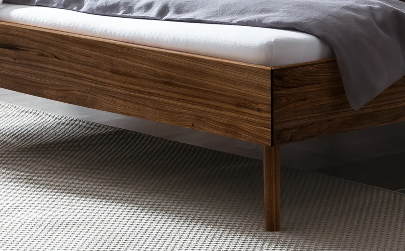 Hasena Massivholzbett MATTEO - 180x200 cm Fuss: 20 - Nussbaum, geölt