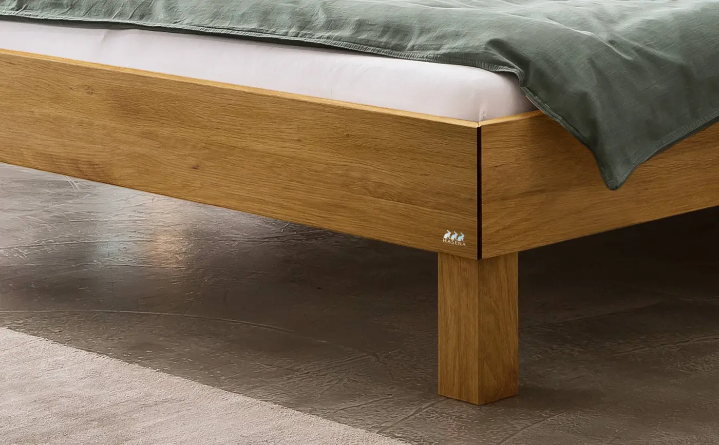 Hasena Massivholzbett RICARDO - 140x200 cm Fuss: 20 - Wildeiche natur, geölt