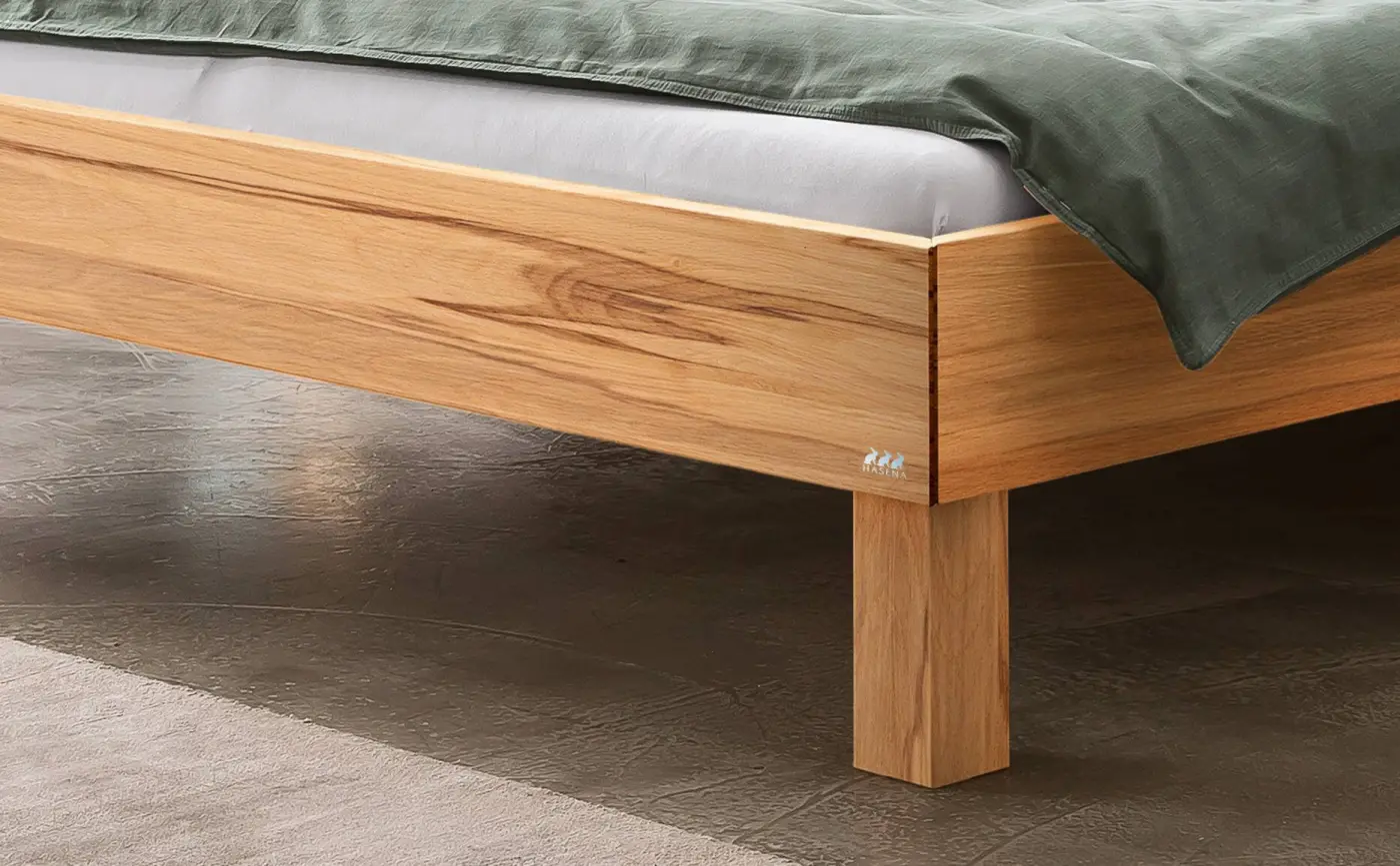 Hasena Massivholzbett RICARDO - 160x200 cm Fuss: 25 - Wildbuche natur, geölt