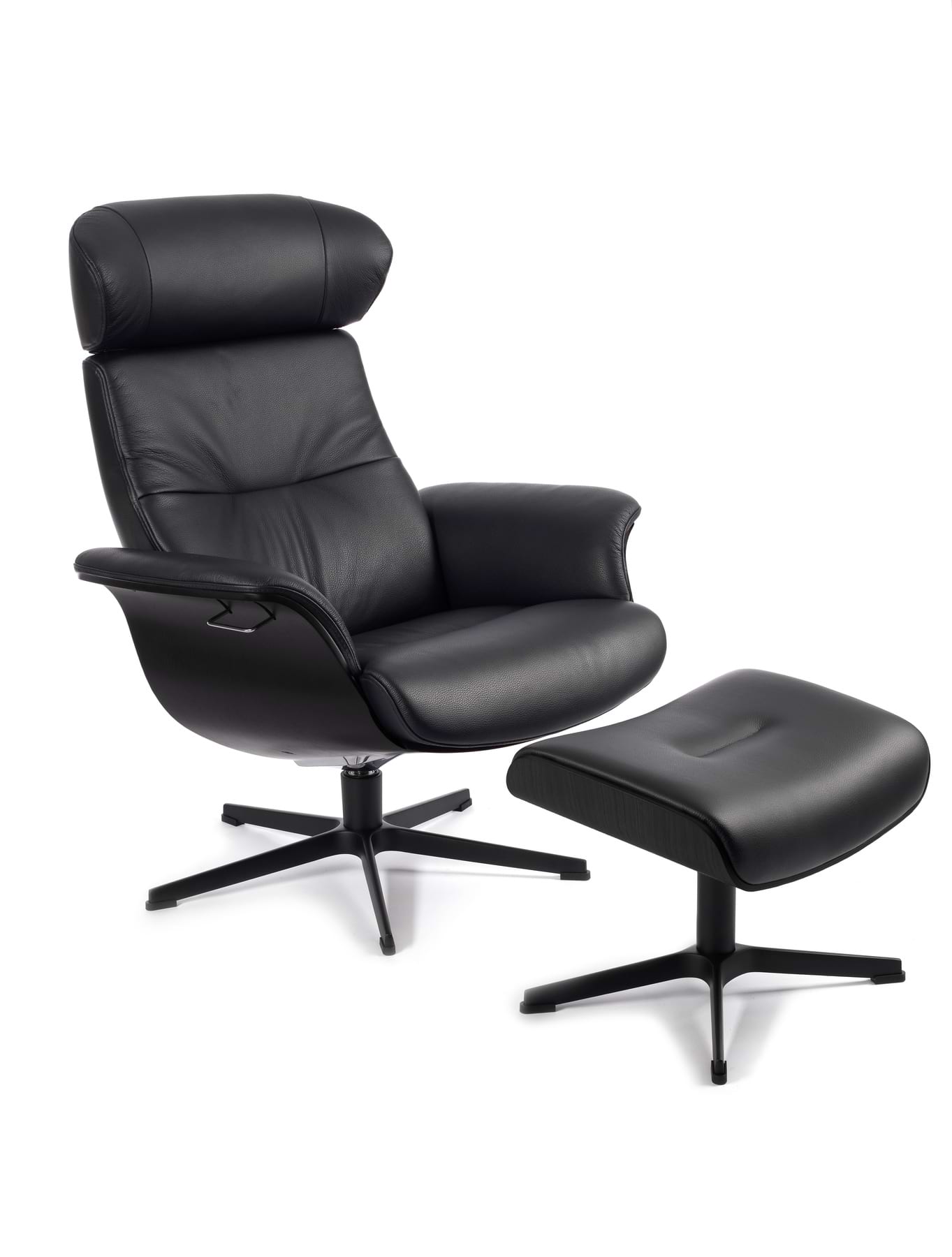 TimeOut Sessel und Hocker Leder schwarz Schale Eiche schwarz Moebel, Stuhl, Kissen, Dekoration für Zuhause