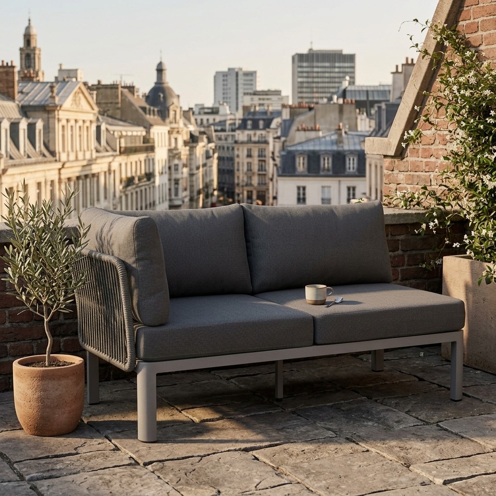 Gartenmöbel, Sofa, Außenbereich, Grau, Kissen