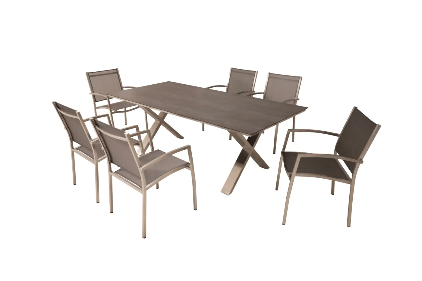 Gartentisch Monaco, Edelstahl X-Form, 210x100 cm Keramikp... Gartentisch Monaco, Edelstahl X-Form, 210x100 cm Keramikp...