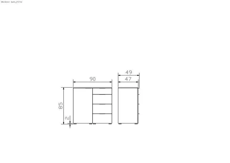 Hasena Kommode QUNITO - 90 cm -  Anthracit / Anthracit
