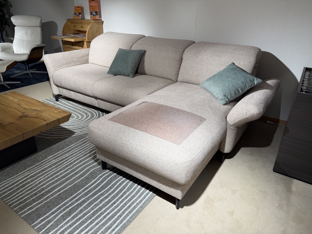 Sofa, Ecksofa, Sofakissen, Stoffbezug, Beige
