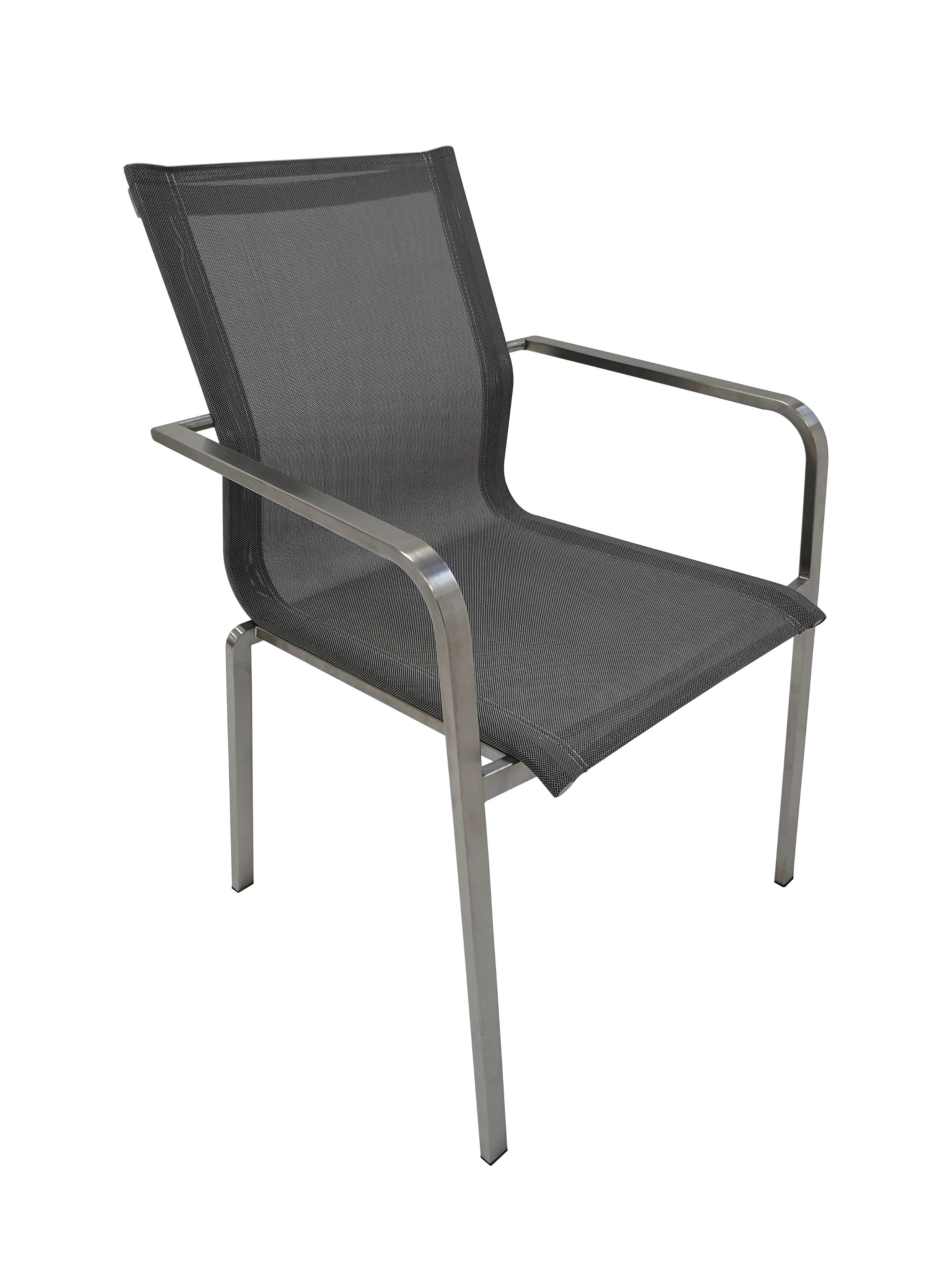 Gartenstuhl Prinz, Edelstahlarmlehnen gesoftet, Gestell E...