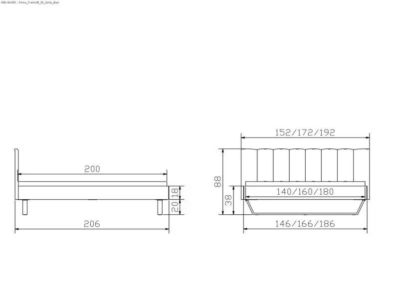 Hasena Massivholzbett ENRICO - 140x200 cm Fuss: 20 - Nussbaum, geölt