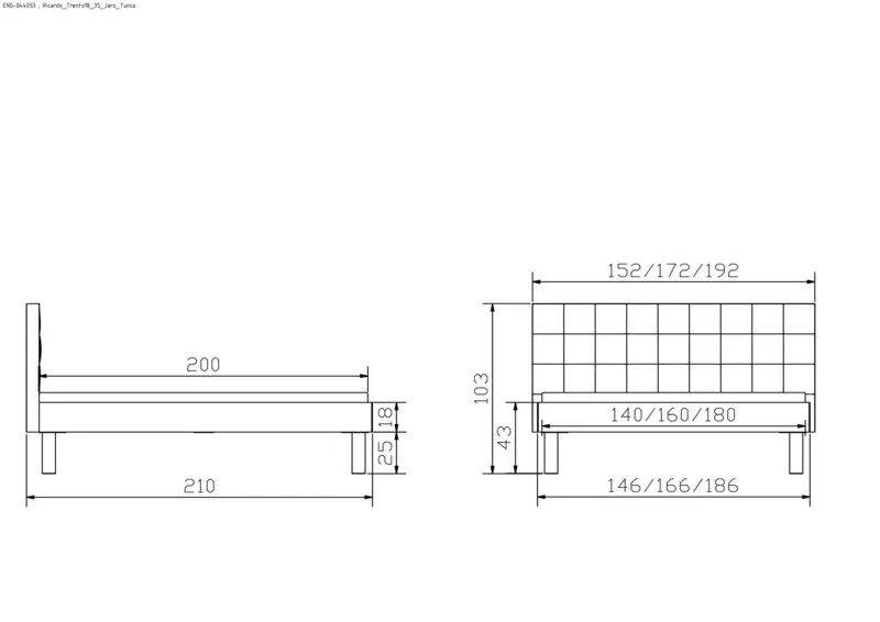 Hasena Massivholzbett RICARDO - 140x200 cm Fuss: 25 - Wildeiche natur, geölt