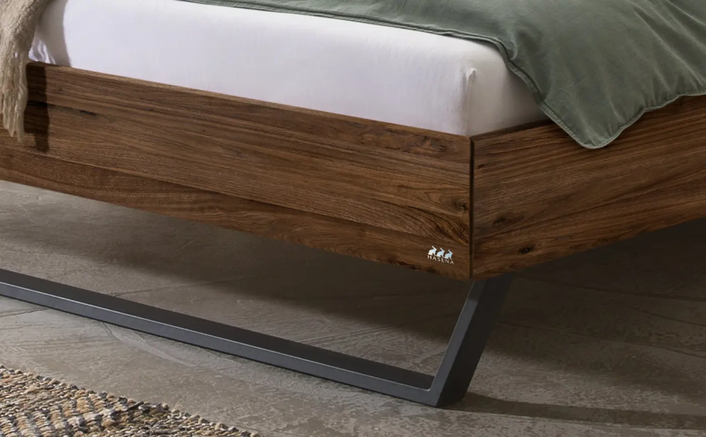 Hasena Massivholzbett ENRICO - 140x200 cm Fuss: 20 - Nussbaum, geölt