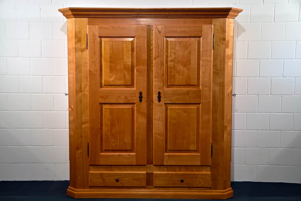 Massivholzschrank mit Spiegel Rojen Kirschbaum 183x189x62 cm